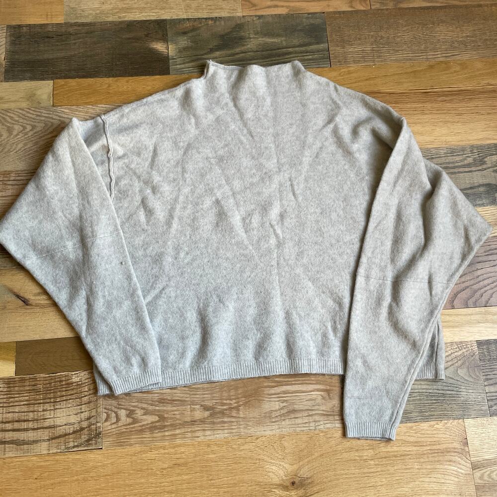Free People Women's Gray Oversized Mock Neck Wool Blend Sweater Pullover